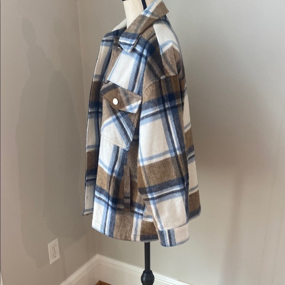 Zara shirtjack chore coat barn coat plaid button front warm medium layering - Picture 5 of 11